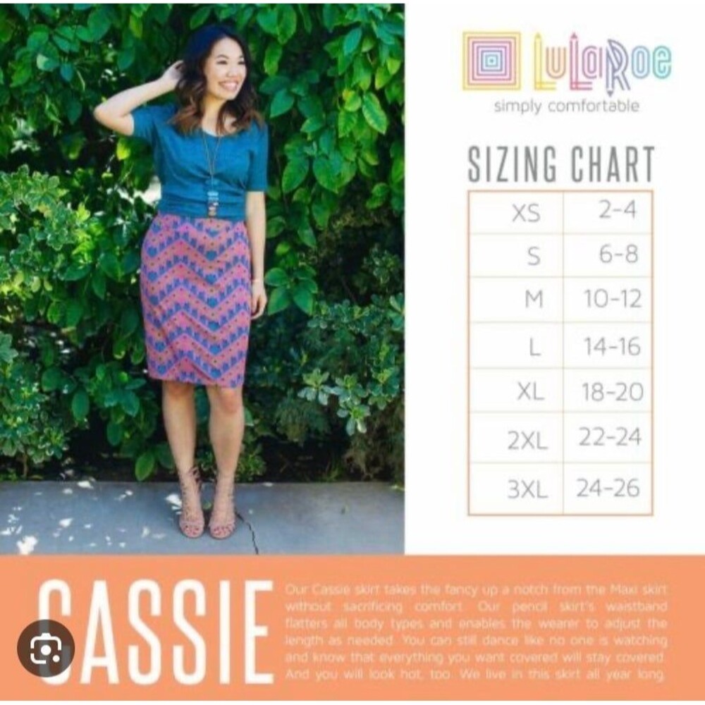 NEW! LuLaRoe Cassie pencil skirt XS - blue/black - Picture 3 of 3